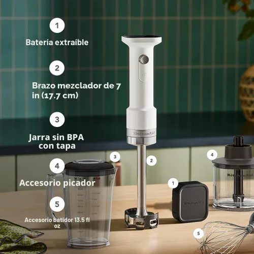Vista 3 de KitchenAid Batidora de mano inalámbrica Go con accesorios, batería incluida
