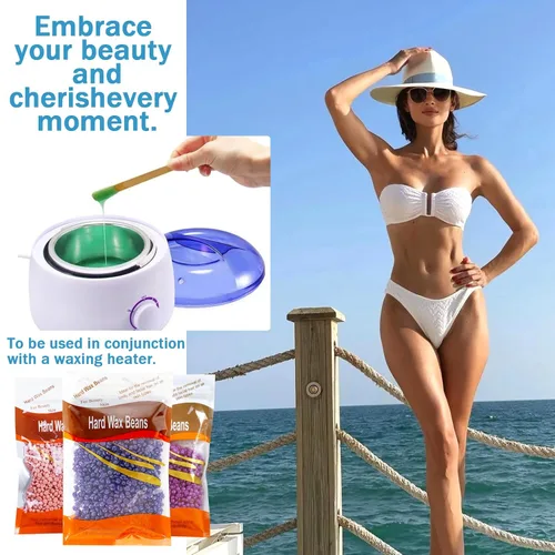 Vista 7 de 12 cuentas de cera dura para depilación, cuentas de cera para depilación facial y cuerpo, cuentas de cera en casa con palos, kit de cera para todo