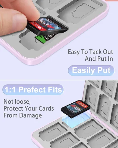 Vista 3 de for Nintendo Switch Game Case with 24 Game Holder Slots and 24 SD Micro Card Slots for Nintendo SwitchLiteOLED,Cute Cartoon Games Cartridge Cases