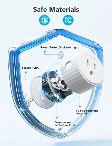 Vista 4 de Govee Enchufe inteligente, salida WiFi compatible con Alexa y Google Assistant, mini enchufes inteligentes para el hogar con función de temporizador