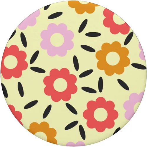 Vista 3 de Retro Vintage 70's Floral Pattern PopSockets PopGrip: Swappable Grip for Phones & Tablets