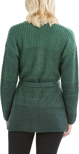 Vista 3 de BCBGeneration Cárdigan de manga larga para mujer con botones y cinturón de corbata