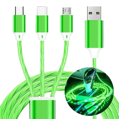 Vista 12 de Cable de carga 3 en 1, cable de carga LED múltiple, cable de carga iluminado, cable USB 3A, compatible con la mayoría de teléfonos inteligentes