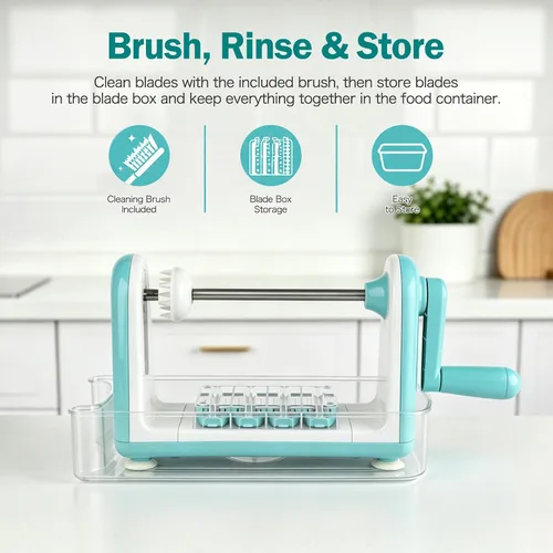 Vista 6 de Ourokhome Espiralizador de espaguetis para hacer fideos de calabacín, cortador de verduras de 5 cuchillas para fideos vegetales y chips rizados