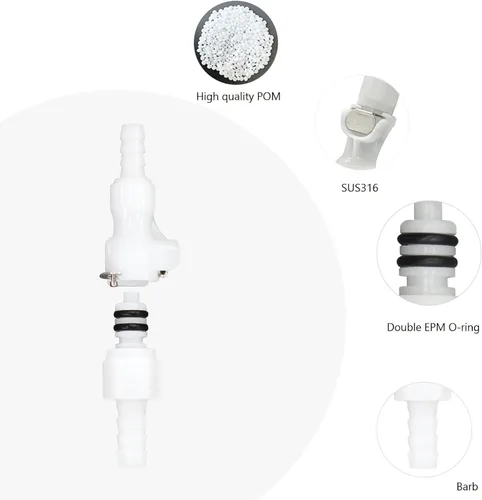 Vista 2 de 2Pcs 1/8" 3/16" 1/4" 1/8" Codo de 90 Grados de Tubo de Plástico Conector Rápido de Manguera en Línea Desconexión de Manguera Púas de Inserción