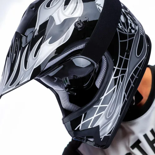Vista 6 de SLMOTO - Casco DOT para niños y jóvenes de motocross, casco de motocicleta de calle, casco de bicicleta de tierra, motocross, ATV, casco con diseño
