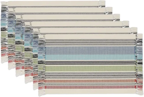Vista 49 de DII - Colección de mesa jaspeado, juego de manteles individuales, 3x19 pulgadas, albaricoque, 6 piezas