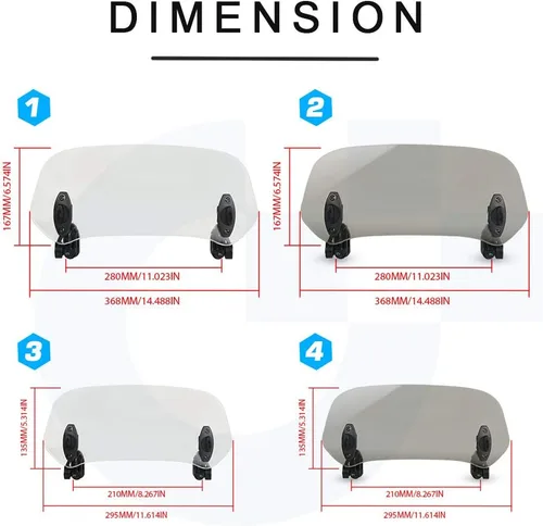 Vista 5 de Extensión de parabrisas ajustable universal para motocicleta de 14.488 in Parabrisas con clip de policarbonato PC transparente marrón
