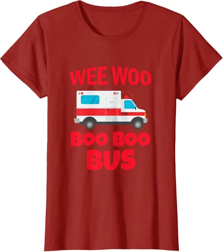 Vista 57 de Wee Woo Boo Boo Bus First Responder - Camiseta divertida de ambulancia, Negro, S