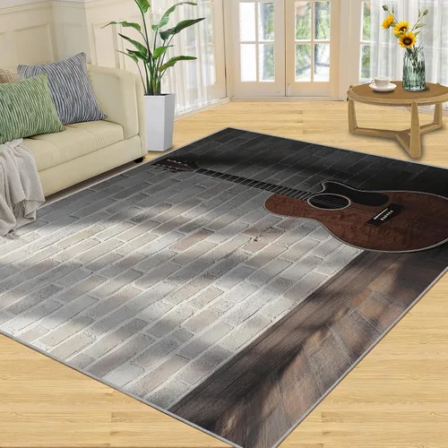 Vista 20 de Alfombra de guitarra, alfombra de 2 x 3 pies para entrada, alfombra de área musical, alfombra lavable de guitarra fresca para dormitorio, alfombra