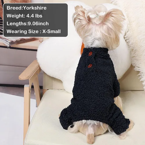 Vista 5 de Pijamas de forro polar para perros pequeños, ropa de cachorro de 4 patas para perro, pijamas para perros pequeños para otoño e invierno, ropa cálida