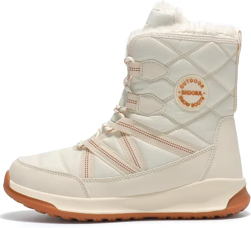 Vista 2 de TSIODFO Botas de moda para mujer, de invierno, impermeables, para exteriores, de cuero, color rosa dulce