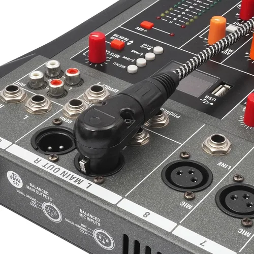 Vista 6 de Cable XLR de ángulo recto hembra a macho de 1.5 pies, cable adaptador XLR de 3 pines de 90 grados, conectores de bloqueo de aleación de zinc, doble