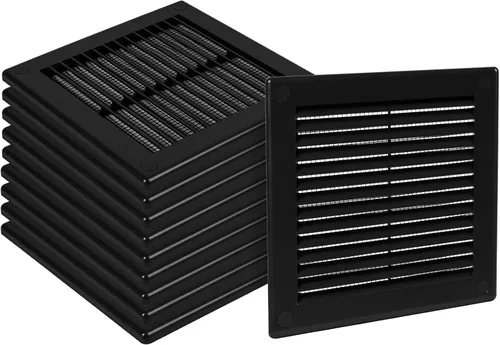 Vista 26 de Paquete de 2 cubiertas cuadradas de ventilación de aire de 4" x 4" (tamaño exterior) - Deflector de ventilación de plástico negro - Malla