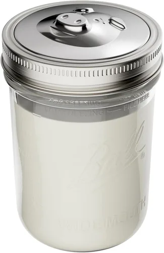 Vista 8 de Jarware Tapa de tarro Mason de silicona para ahorrar grasa de tocino con colador, boca ancha