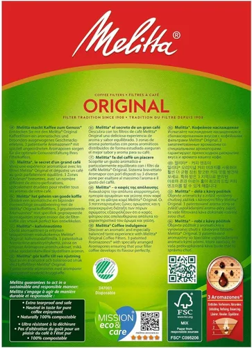 Vista 2 de Melitta Bolsas de filtro tamaño 102 Aroma Zones, paquete de 80
