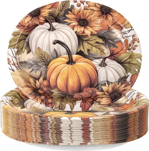Vista 33 de WDF Paquete de 50 platos florales ovalados de papel, platos llanos desechables grandes de 10 x 12 pulgadas, platos desechables florales