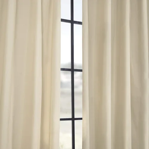 Vista 8 de HPD Half Price Drapes Cortinas plisadas de algodón liso para sala de estar, 25 x 84 (1 panel), PRCT-S15B-84-FP, color crema inglés Crema inglesa