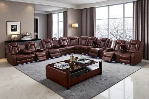 Vista 23 de A Ainehome Juego de sofá modular reclinable eléctrico con luz LED, sofás seccionales de cuero, juegos de muebles de sala de estar, juegos de sofá
