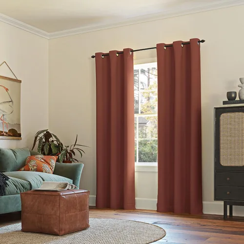 Vista 6 de Sun Zero Easton - Panel de cortina opaca con ojales, ahorro de energía, 40" x 95", naranja terracota Terracota Orange