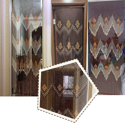 Vista 6 de Cortina de cuentas de madera de 31 hebras, decoración del hogar, cortinas de cuentas de madera, sin enredos, para sala de estar, dormitorio, cocina