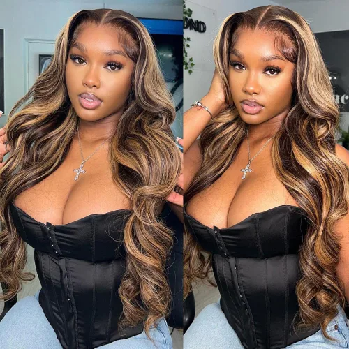 Vista 12 de Peluca Rubia Miel Cabello Humano Body Wave 13x6 Encaje Frontal Pelucas de Cabello Humano Para Mujeres Negras 22 Pulgadas