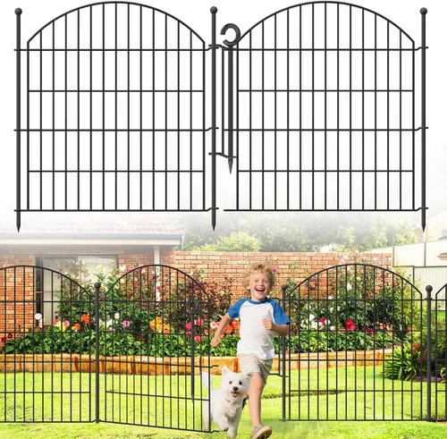 Vista 19 de Valla Decorativa de Jardín 24 pulgadas (Alto) x 10 pies (Largo), Paquete de 5 Valla Sin Excavación Barrera para Animales para Perro con Cerradura