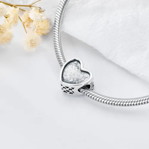 Vista 7 de LONAGO Abalorio personalizado con foto de plata de ley 925 con diseño de hueso de perro para pulsera