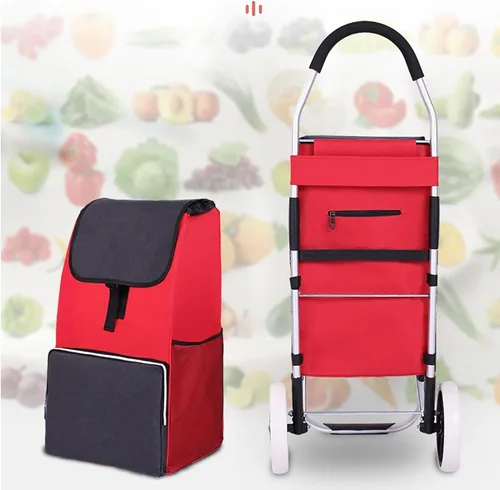 Vista 3 de Bolsa de repuesto para carrito de comestibles/carrito de compras - Bolsa de tela Oxford Trolley Waterproof Spare Bag with Side Pockets and Front