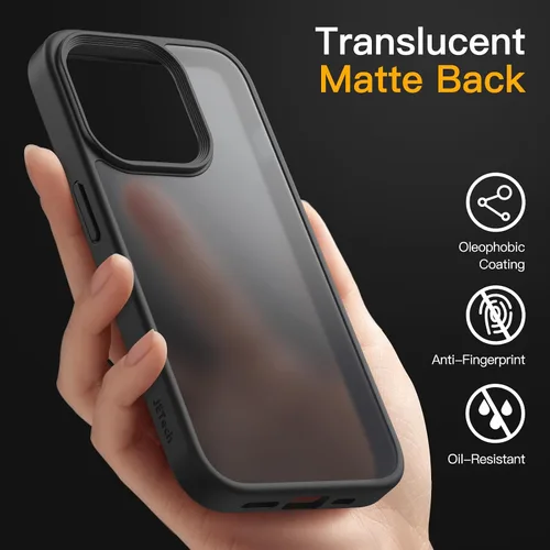 Vista 4 de JETech Funda mate para iPhone 13 Pro Max de 6.7 pulgadas, a prueba de golpes, protección contra caídas de grado militar, cubierta trasera Negro
