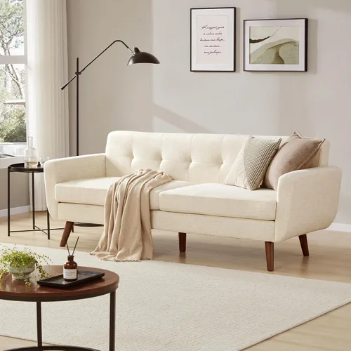 Vista 34 de Tbfit Sofá en Forma de L, Sofás Seccionales Modernos de Mediados de Siglo de 80" de Ancho, Sofás de 3 Plazas con Chaise Lounge Amplio, Sofá Beige