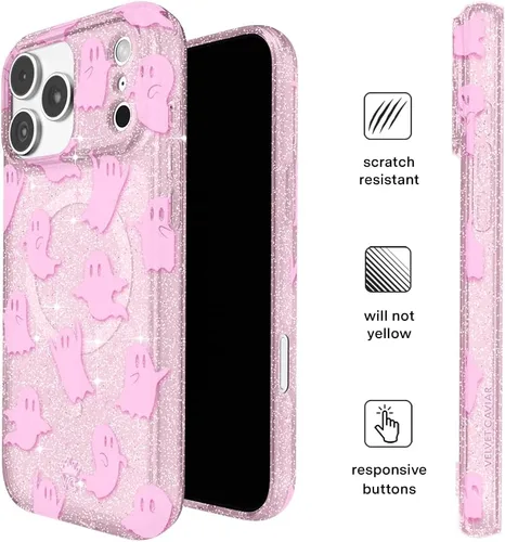 Vista 309 de VELVET CAVIAR Funda para iPhone 15, compatible con MagSafe, probada contra caídas de 10 pies, fundas protectoras de diseño, leopardo color rosa