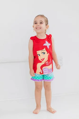 Vista 2 de Disney Princess Ariel Moana Jasmine Rapunzel Belle - Camiseta gráfica y pantalones cortos para niñas de bebé a niño pequeño