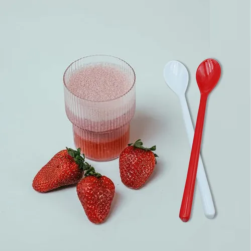 Vista 5 de Juego de 8 cucharas mezcladoras largas de melamina, cuchara de café con leche colorida, cuchara de helado de postre, cucharas de cóctel para postre