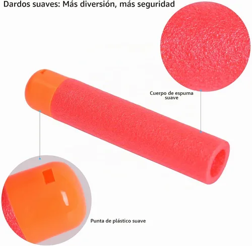 Vista 3 de Mega Dart - Paquete de repuesto de 180 piezas compatibles con pistolas Nerf N-Strike Mega Series, color rojo