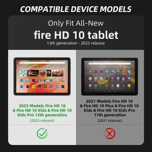 Vista 2 de Funda para tablet Amazon Fire HD 10 y Fire HD 10 Kids Pro (solo 13ª generación, versión 2023), DJ&RPPQ con protección completa, resistente