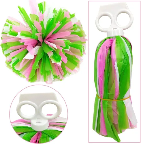 Vista 4 de 5 piezas de disfraz de animadora para niñas, uniforme de animadora con pompones, cuerda de pelo, silbato para niñas de 3 a 10 años