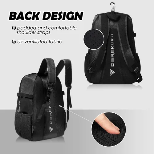 Vista 5 de DAREKUKU Mochila de béisbol juvenil, bolsa de sóftbol para niños y niñas, equipo y equipo transpirable de T-Ball y béisbol