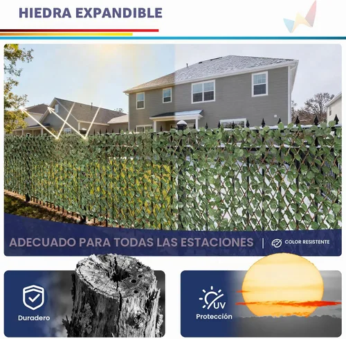 Vista 6 de Windscreen4less Pantalla de Valla de Privacidad de Hiedra Artificial Expandible con Hojas Sintéticas para Exterior Interior Patio Trasero Balcón