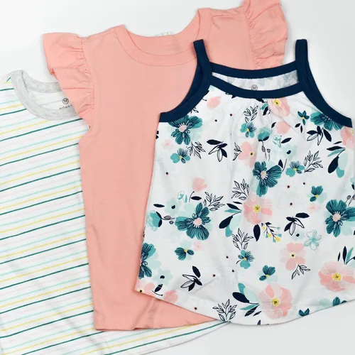Vista 4 de HonestBaby Conjunto de camiseta de 3 piezas de algodón orgánico para niñas