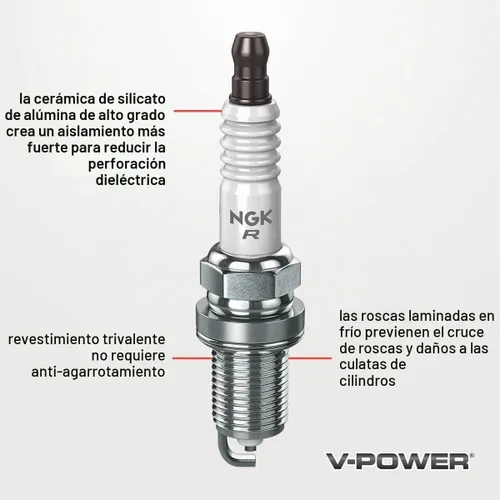 Vista 2 de 6 piezas de bujías NGK V-Power compatibles con Jeep Liberty 3.7L V6 2002-2012