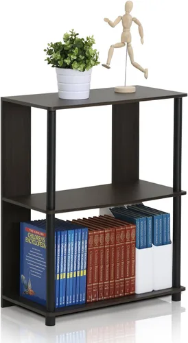 Vista 97 de Furinno Turn-N-Tube - Estantes de almacenamiento, estante para libros de 3 niveles, estante esquinero, estantes abiertos sin herramientas