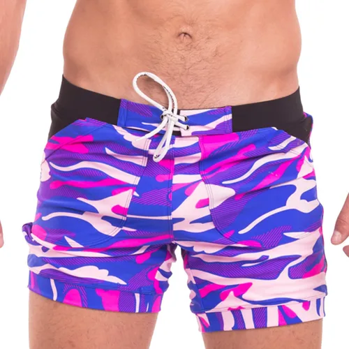 Vista 11 de Taddlee Traje de baño para hombre, trajes de baño sólidos básicos largos boxeadores Azul