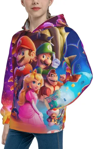 Vista 5 de Awetmud Sudadera con capucha unisex de dibujos animados con estampado 3D con bolsillos para niños y niñas