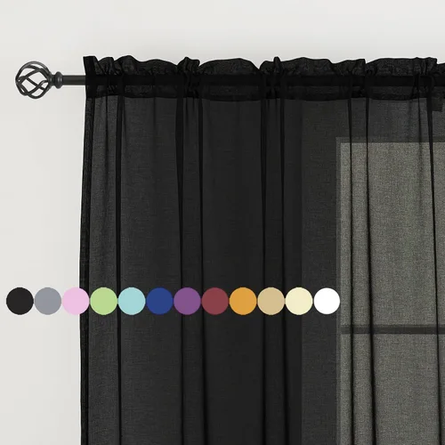 Vista 83 de MYSTIC-HOME Juego de cortinas de niveles transparentes blancas para cocina de 24 pulgadas de largo, tratamiento de cortinas para ventanas pequeñas