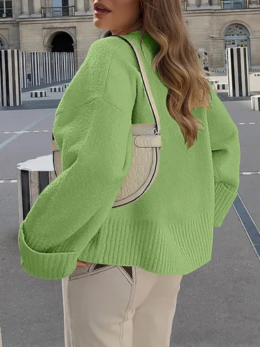 Vista 83 de LOGENE Suéter de gran tamaño para mujer, cuello redondo, manga larga, suave, mullido, suéter de punto 2025 para otoño e invierno