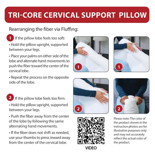 Vista 7 de Alivio cervical ergonómico del dolor del cuello de la almohada del Tri-Core SZ WH suave Blanco