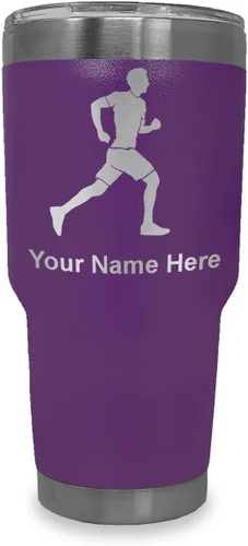 Vista 36 de LaserGram Personalized 20oz Tumbler, Running Man (Black)