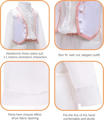 Vista 4 de keaiyouhuo Disfraz de Encanto de 4 piezas para bebé, disfraz de Antonio para niños, príncipe Madrigal, Halloween, cosplay, 1-7T