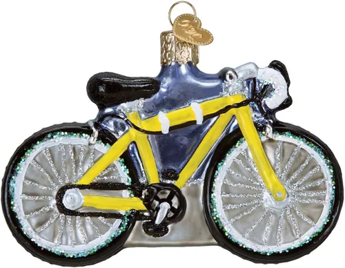 Vista 7 de Old World Christmas Cruiser Bike - Adorno de cristal soplado para árbol de Navidad, decoración navideña hecha a mano, colección deportiva